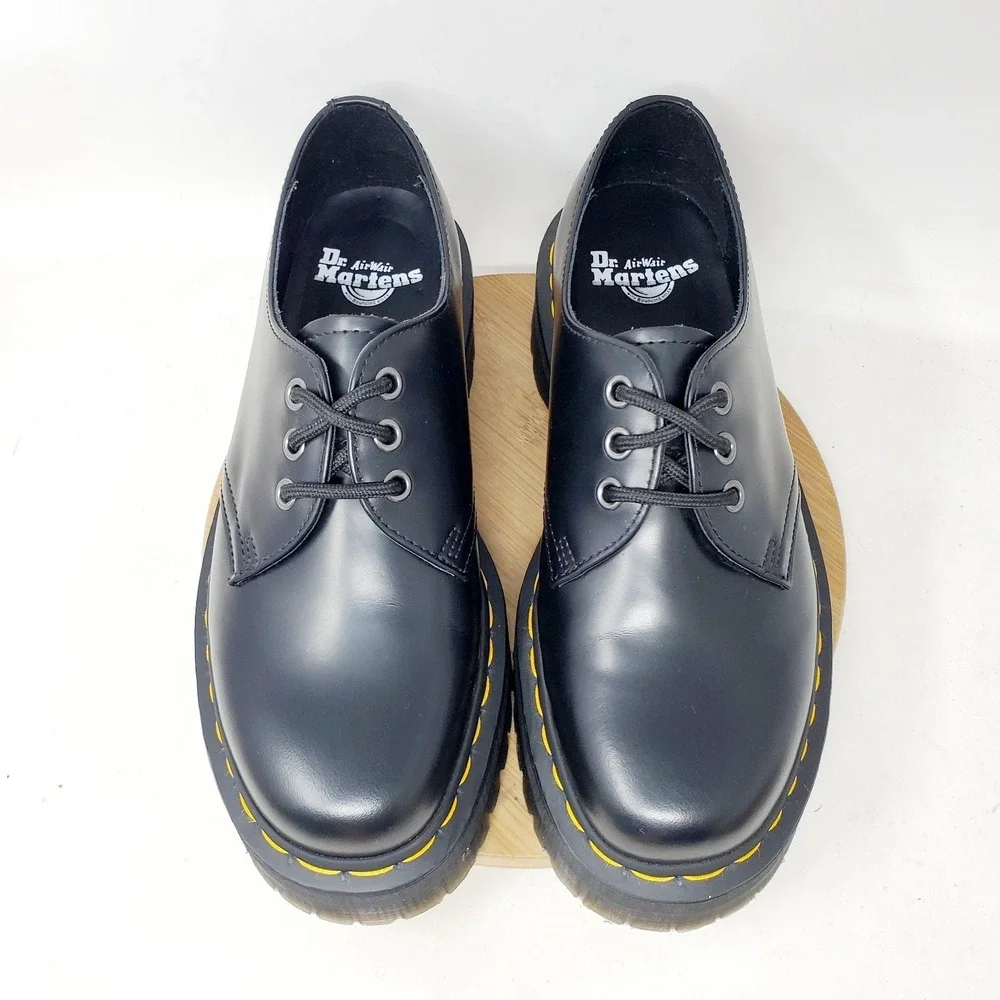Dr Martens 1461 Quad Shoes Women 8 Black Platform Oxford Punk Goth Creeper 25567